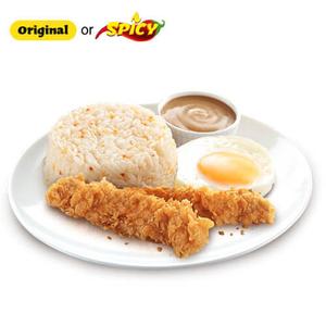 2 pc Chicken Strips w/ Fried Egg and Garlic Rice